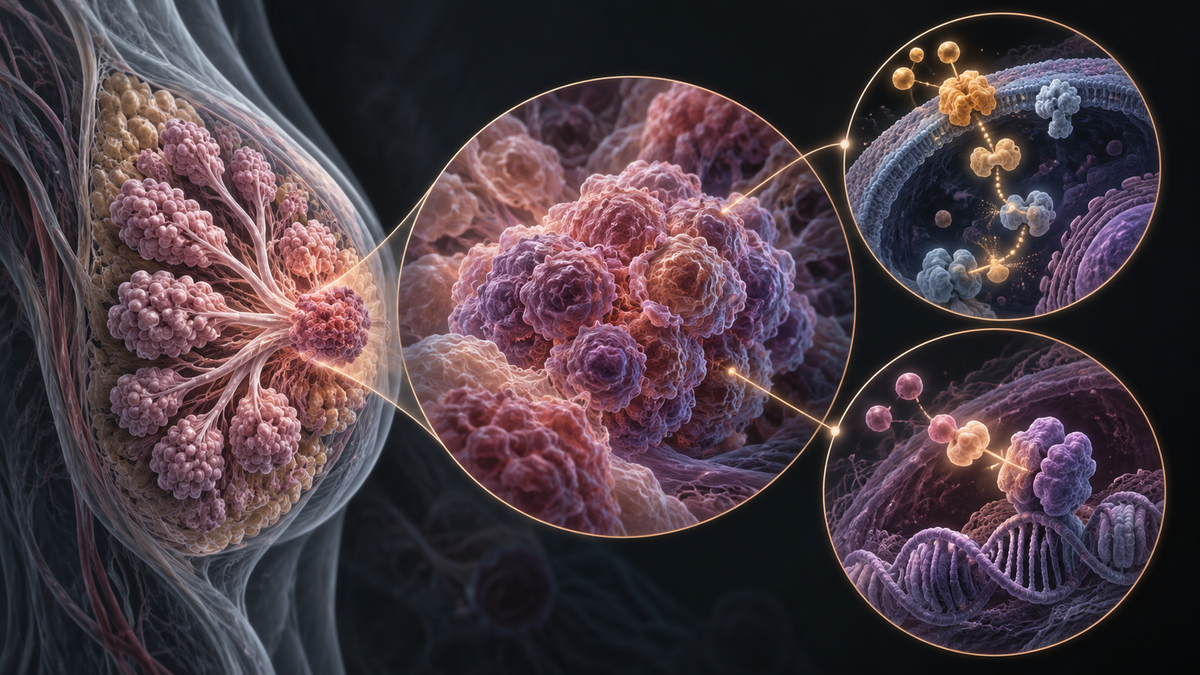 Original medical illustration for: Alpelisib Plus Fulvestrant for PIK3CA-Mutated Advanced Breast Cancer: Final Survival Results from the SOLAR-1 Trial Explained for Patients