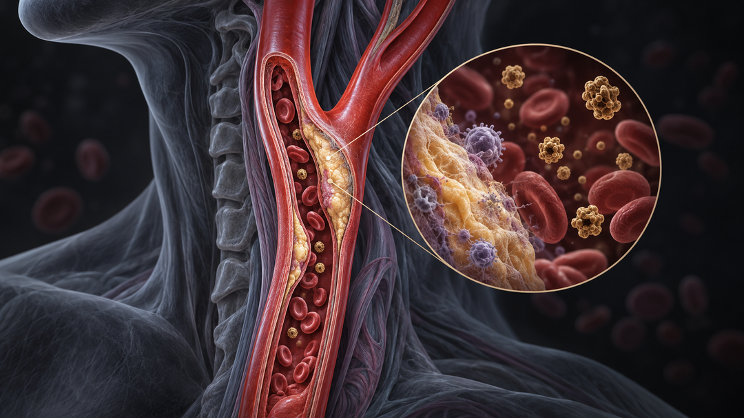 Original medical illustration for: Blood Tests for Carotid Artery Disease: A Patient's Guide to Biomarkers That May Predict Stroke Risk