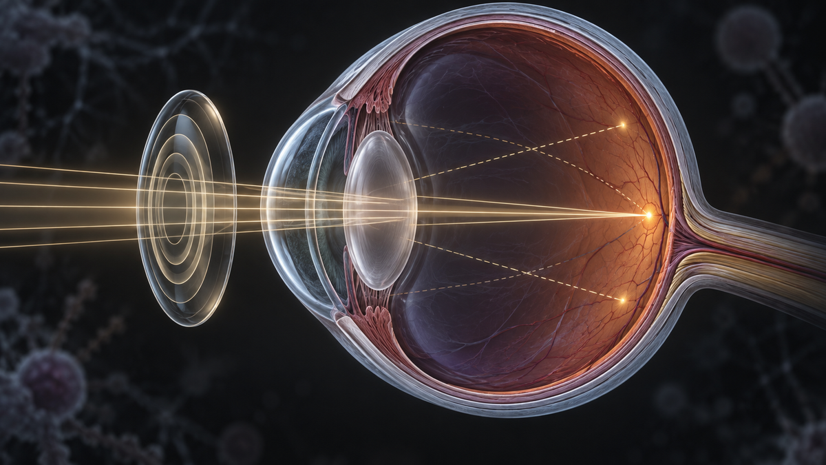 Original medical illustration for: Can Special Lenses and Spectacles Slow Down Nearsightedness in Children? What Every Parent Should Know