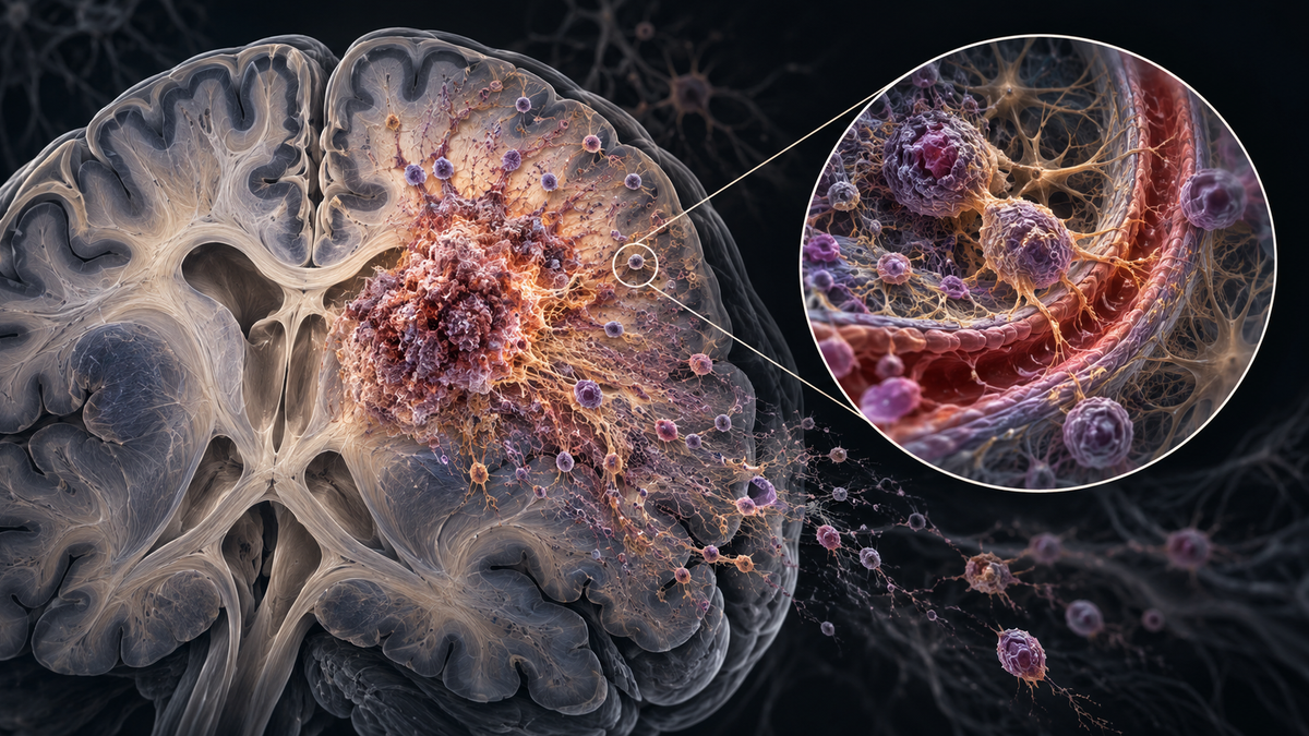 Original medical illustration for: Cancer Stem Cells in Glioblastoma: What They Mean for Brain Tumor Surgery, Recurrence, and Treatment