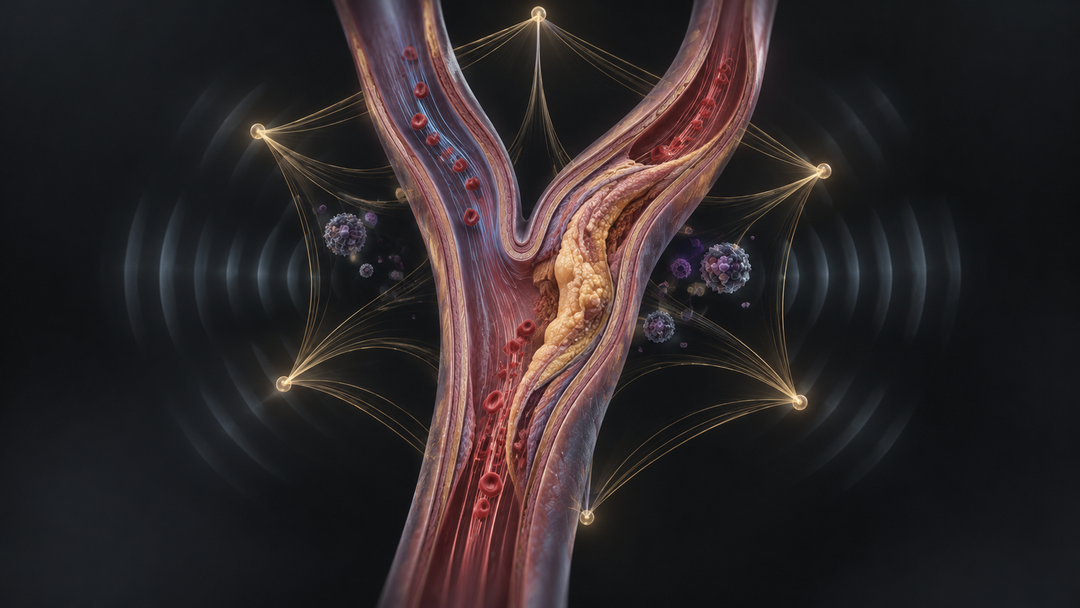 Original medical illustration for: Carotid Ultrasound and Cardiovascular Risk: How Six Key Factors Work Together Like a Spider's Web to Predict Heart Disease