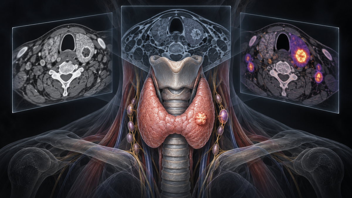 Original medical illustration for: CT, MRI, and PET/CT for Evaluating Papillary Thyroid Cancer: A Patient's Guide to Imaging Options