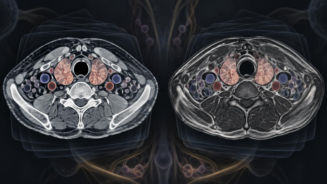 Original medical illustration for: CT vs. MRI for Thyroid Evaluation: A Patient's Guide to Imaging Choices