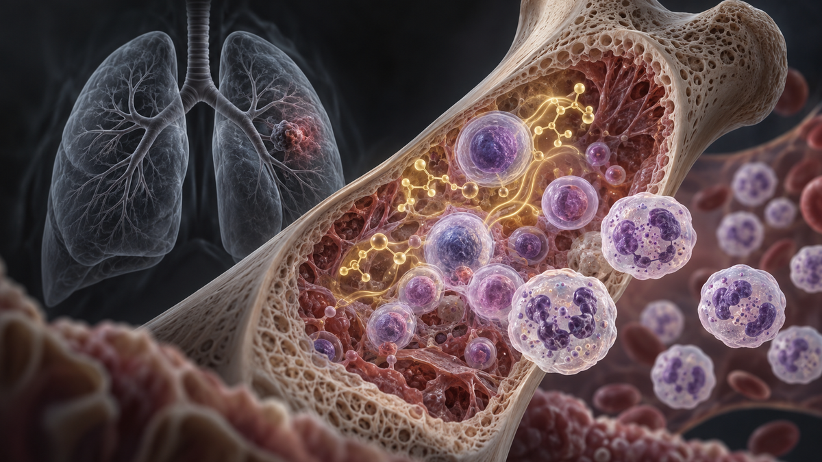 Original medical illustration for: Folinic Acid May Protect Against Dangerous Drop in White Blood Cells Caused by Pemetrexed Chemotherapy in Advanced Lung Cancer