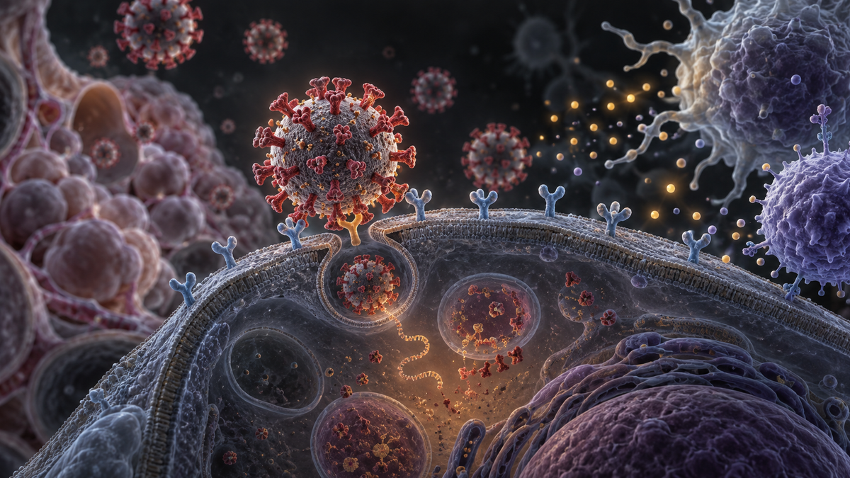 Original medical illustration for: How COVID-19 Hijacks Your Cells: Understanding the Immune Battle Behind the Pandemic