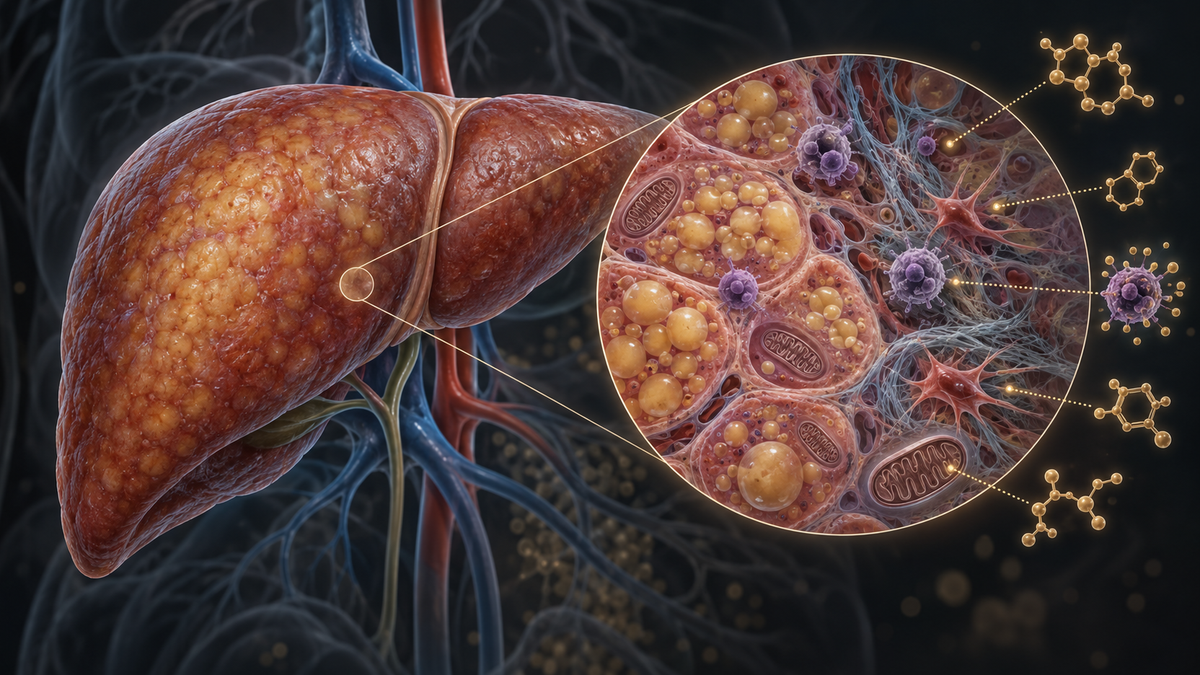 Original medical illustration for: New Treatments for Fatty Liver Disease and Alcohol-Related Liver Disease: A Patient's Guide to the Science Behind the Clinical Trials