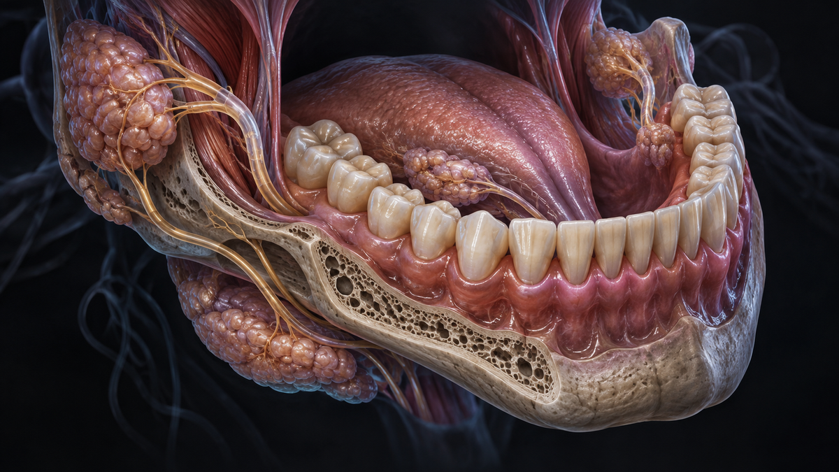 Original medical illustration for: Oral Health Problems in Older Adults With Head and Neck Cancer: What a Major Research Review Found