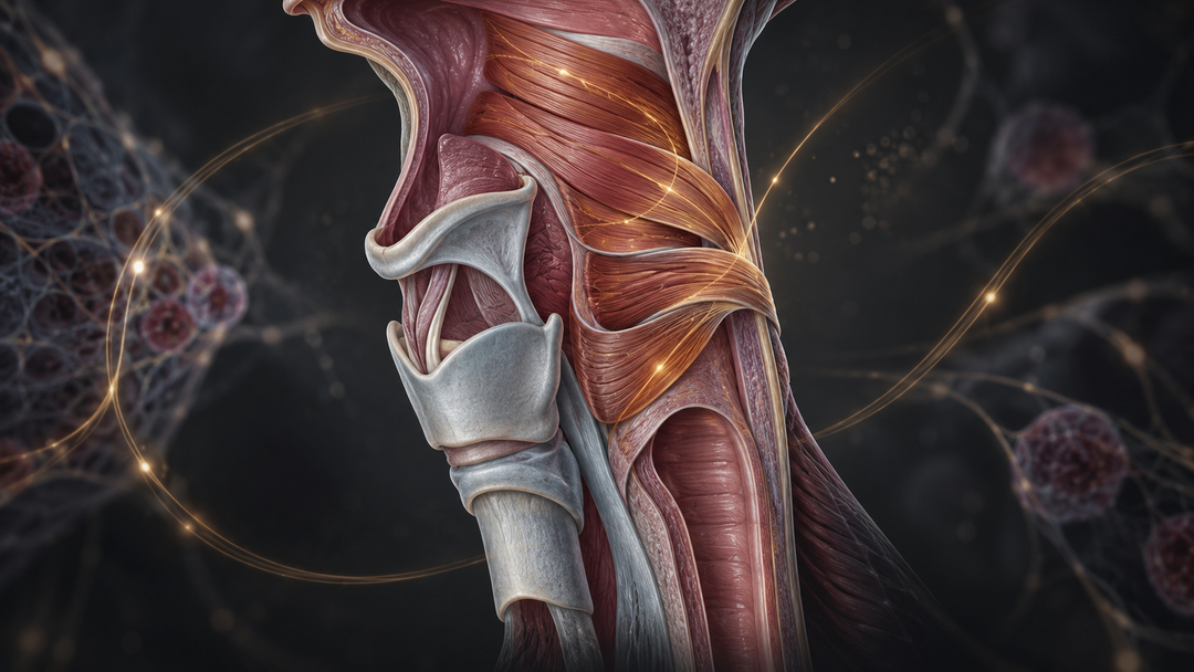 Original medical illustration for: Radiation and Swallowing: How "Precision Rehabilitation" Is Changing Care for Head and Neck Cancer Survivors