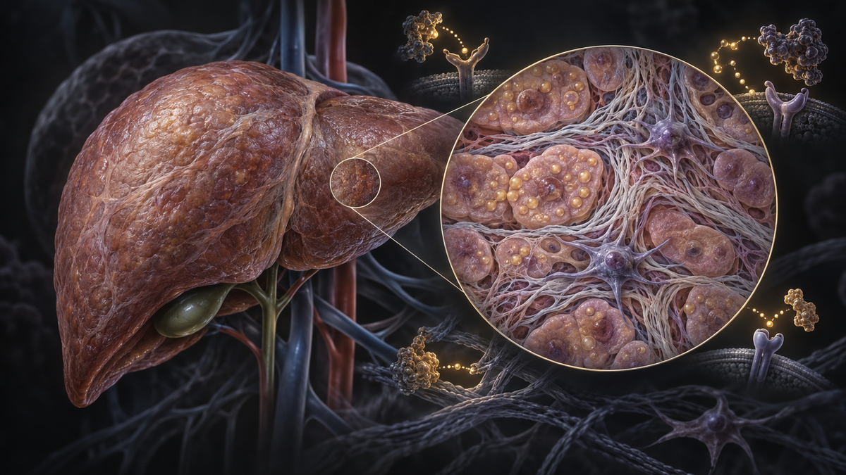 Original medical illustration for: Targeted Therapies for Liver Fibrosis in NASH: What Patients Need to Know About Emerging Treatments