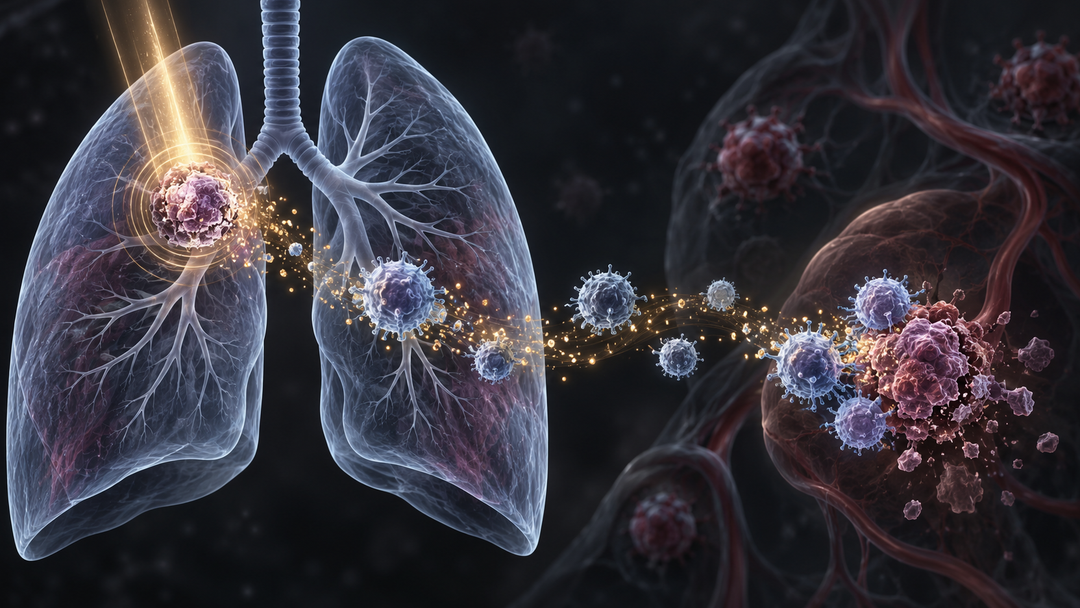 Original medical illustration for: The Abscopal Effect in Non-Small Cell Lung Cancer: When Treating One Tumor Shrinks Tumors Elsewhere in the Body