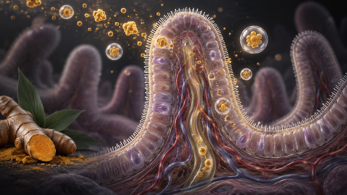 Original medical illustration for: Turmeric's Active Ingredient: A Patient's Guide to Curcumin Doses, Clinical Evidence, and Better-Absorbed Formulations