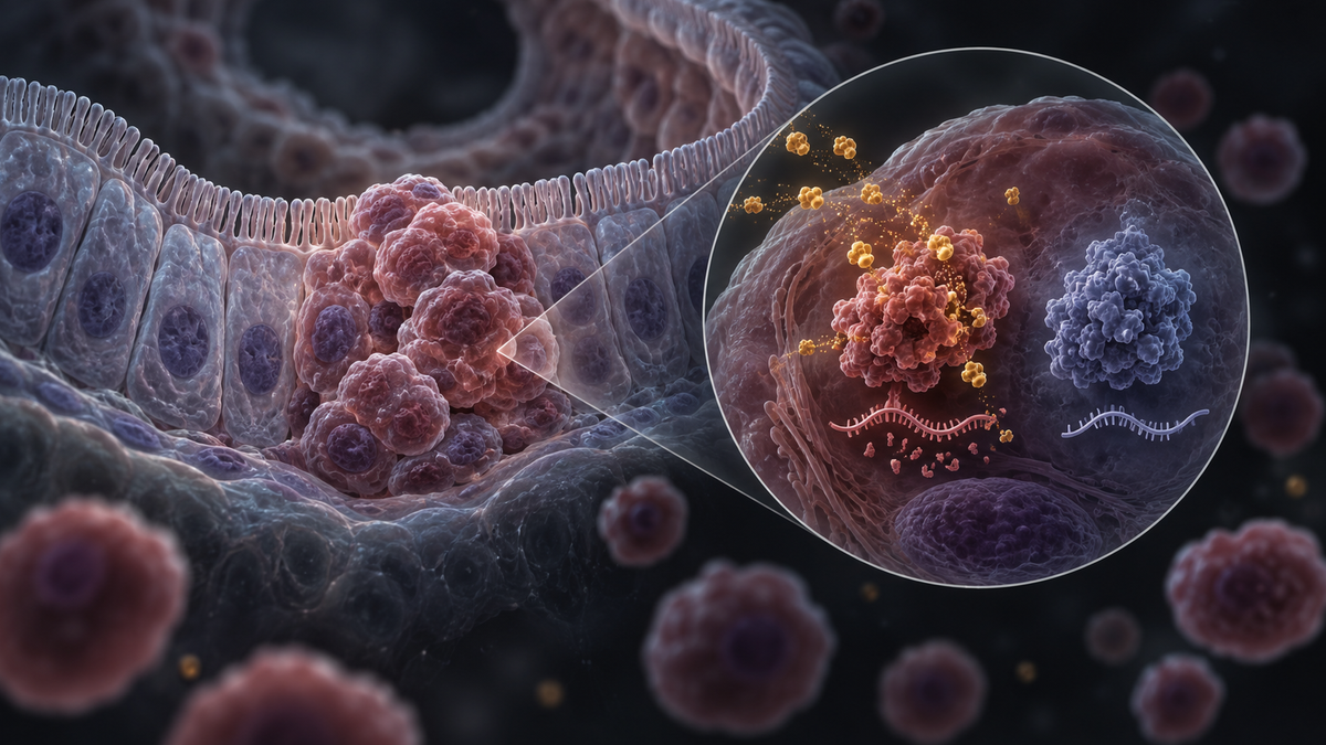 Original medical illustration for: Turmeric's Curcumin Specifically Targets the COX-2 Enzyme in Colon Cancer Cells: A 2001 Laboratory Study Explained for Patients