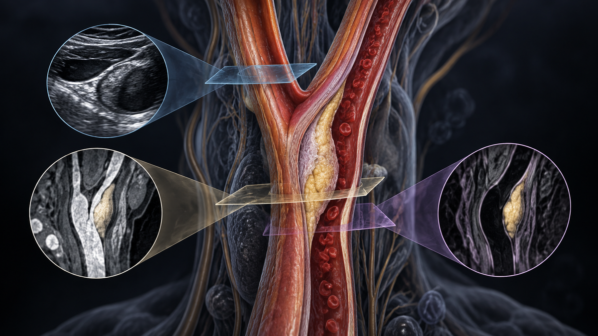 Original medical illustration for: Understanding Carotid Artery Imaging: How Ultrasound, CT Angiography, and MRI Help Prevent Stroke