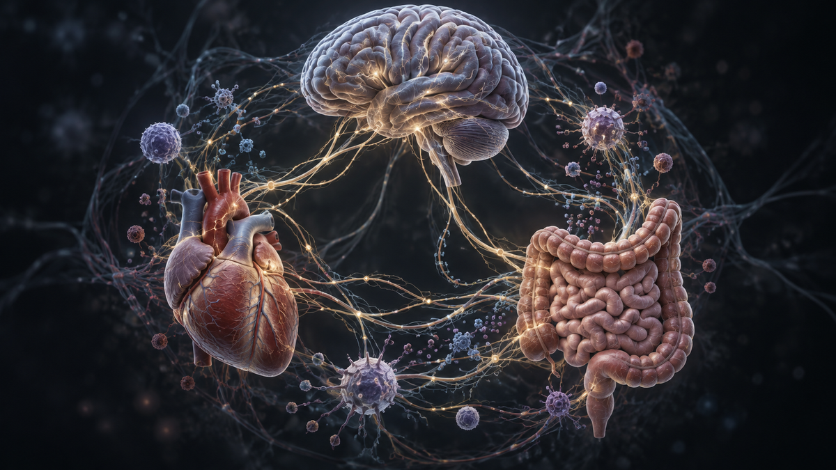 Original medical illustration for: Understanding the Mind-Body Connection: Why Complex Illnesses Are Too Often Dismissed as "All in Your Head"