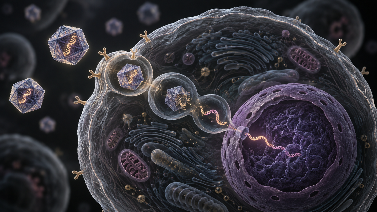 Original medical illustration for: Viral Vector-Based Gene Therapies: How Engineered Viruses Are Treating Disease