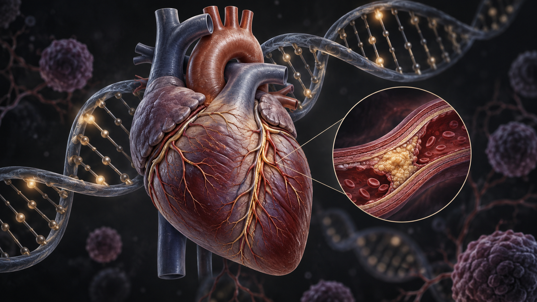 Original medical illustration for: Your Genes and Heart Disease: How Modern Genetics Is Revolutionizing Coronary Artery Disease Care